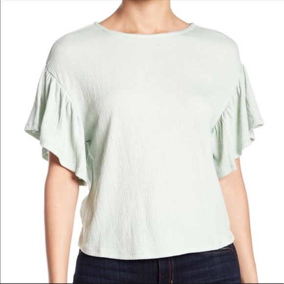 🌸Ten Sixty Sherman Ruffle Sleeve Textured Tee - Picture 1 of 6